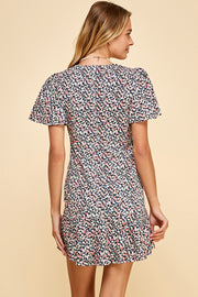 Floral Puff sleeve mini dress / S#ABDD0110