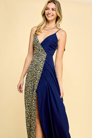 Mixed Overlap Maxi dress / S#ABDD0115