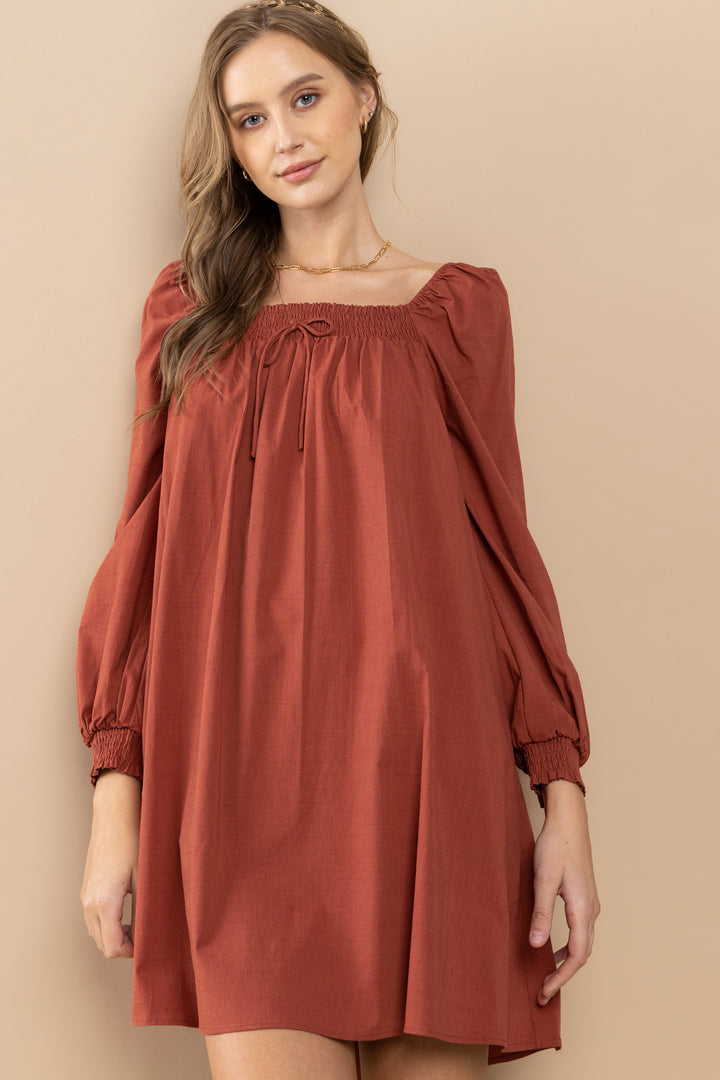 Smocked On-Off shoulder Dress | ABDD0168