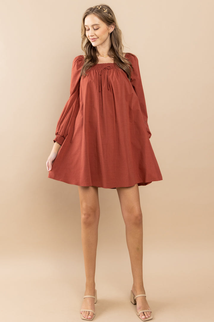 Smocked On-Off shoulder Dress | ABDD0168