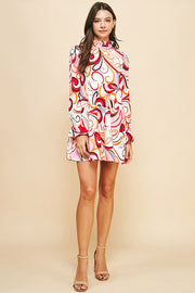 Printed Tired Mini Dress /S#ABDD0175