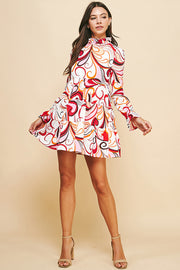 Printed Tired Mini Dress /S#ABDD0175