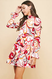 Printed Tired Mini Dress /S#ABDD0175