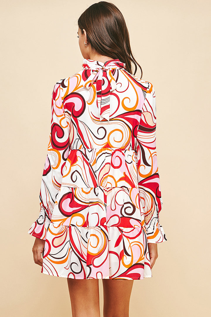 Printed Tired Mini Dress /S#ABDD0175