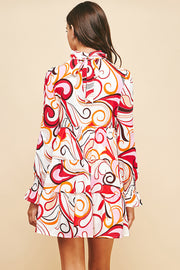 Printed Tired Mini Dress /S#ABDD0175