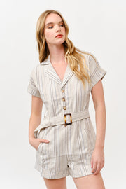Striped button down romper / S#ABDJ0106