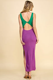 Color Block Sweater Midi Dress /S#ABDS0102