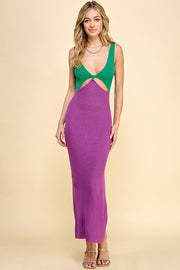 Color Block Sweater Midi Dress /S#ABDS0102