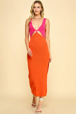 Load image into Gallery viewer, Color Block Sweater Midi Dress /S#ABDS0102
