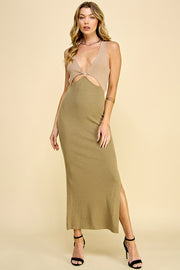 Color Block Sweater Midi Dress /S#ABDS0102