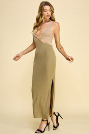 Color Block Sweater Midi Dress /S#ABDS0102