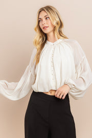 Shirring Sleeve Blouse / S#ABDT0113