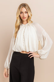 Shirring Sleeve Blouse / S#ABDT0113