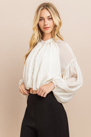 Shirring Sleeve Blouse / S#ABDT0113