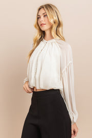 Shirring Sleeve Blouse / S#ABDT0113