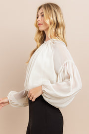 Shirring Sleeve Blouse / S#ABDT0113