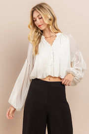 Shirring Sleeve Blouse / S#ABDT0113