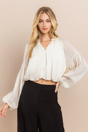 Shirring Sleeve Blouse / S#ABDT0113