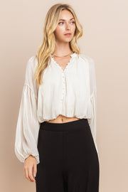 Shirring Sleeve Blouse / S#ABDT0113