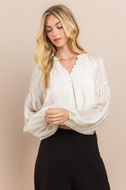 Shirring Sleeve Blouse / S#ABDT0113