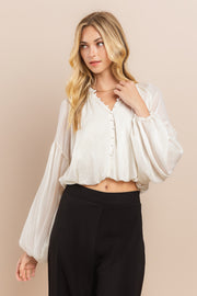 Shirring Sleeve Blouse / S#ABDT0113