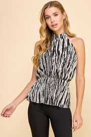 Pleats Mock Neck Top / S#ABDT0168