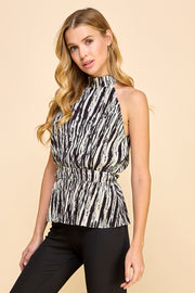 Pleats Mock Neck Top / S#ABDT0168