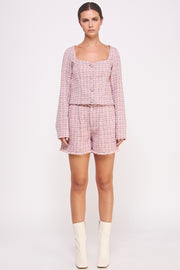 Frayed-Hem Tweed Shorts I ABEB7503 I SHIP 09/18/24