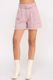 Frayed-Hem Tweed Shorts I ABEB7503 I SHIP 09/18/24