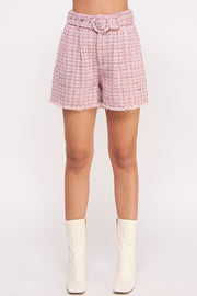 Frayed-Hem Tweed Shorts I ABEB7503 I SHIP 09/18/24