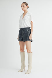 Faux Leather Short I ABEB7507 I SHIP 10/03/24