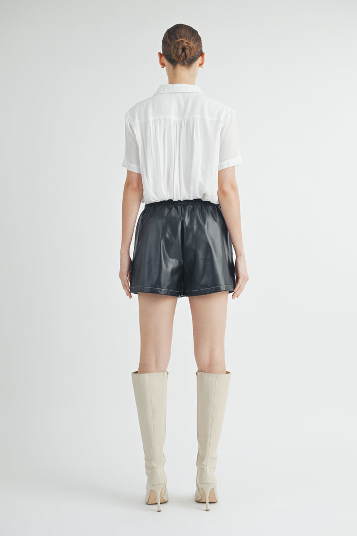 Faux Leather Short I ABEB7507 I SHIP 10/03/24