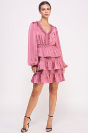 Ruffled Satin Mini Dress I ABED7528 I SHIP 09/25/24