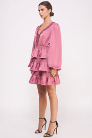 Ruffled Satin Mini Dress I ABED7528 I SHIP 09/25/24
