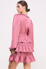 Load image into Gallery viewer, Ruffled Satin Mini Dress I ABED7528 I SHIP 09/25/24
