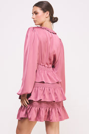 Ruffled Satin Mini Dress I ABED7528 I SHIP 09/25/24