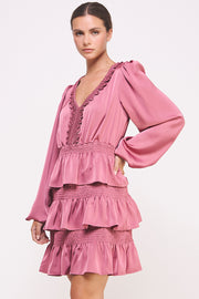 Ruffled Satin Mini Dress I ABED7528 I SHIP 09/25/24