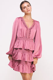 Ruffled Satin Mini Dress I ABED7528 I SHIP 09/25/24