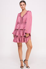 Load image into Gallery viewer, Ruffled Satin Mini Dress I ABED7528 I SHIP 09/25/24

