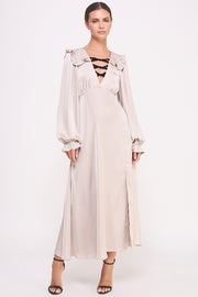 Satin Long Sleeve Midi Dress I ABED7531 I SHIP 09/25/24