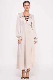 Satin Long Sleeve Midi Dress I ABED7531 I SHIP 09/25/24