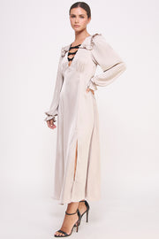 Satin Long Sleeve Midi Dress I ABED7531 I SHIP 09/25/24