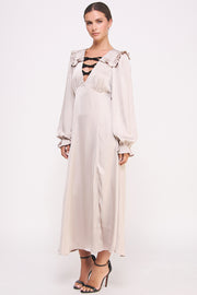 Satin Long Sleeve Midi Dress I ABED7531 I SHIP 09/25/24