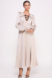 Satin Long Sleeve Midi Dress I ABED7531 I SHIP 09/25/24