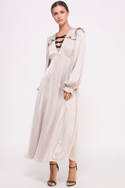 Satin Long Sleeve Midi Dress I ABED7531 I SHIP 09/25/24