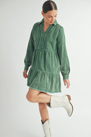 Mineral Wash Corduroy Tiered Dress I ABED7543