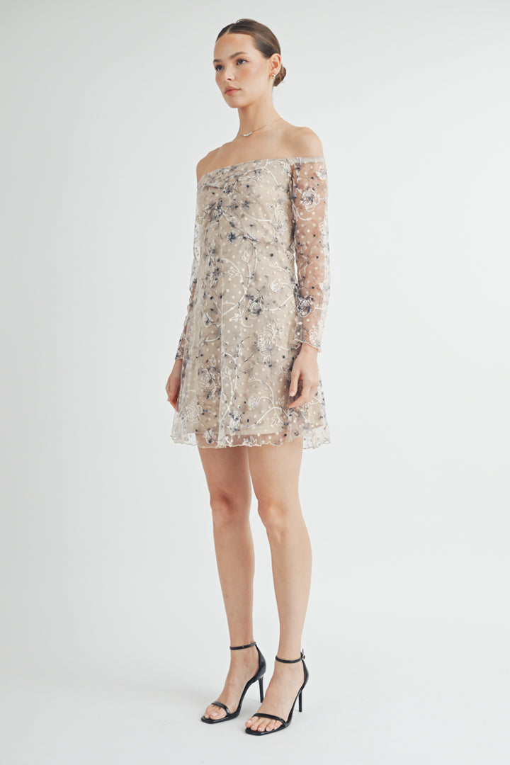 Semi-Sheer Lace Mini Dress I ABED7548 I SHIP 09/25/24