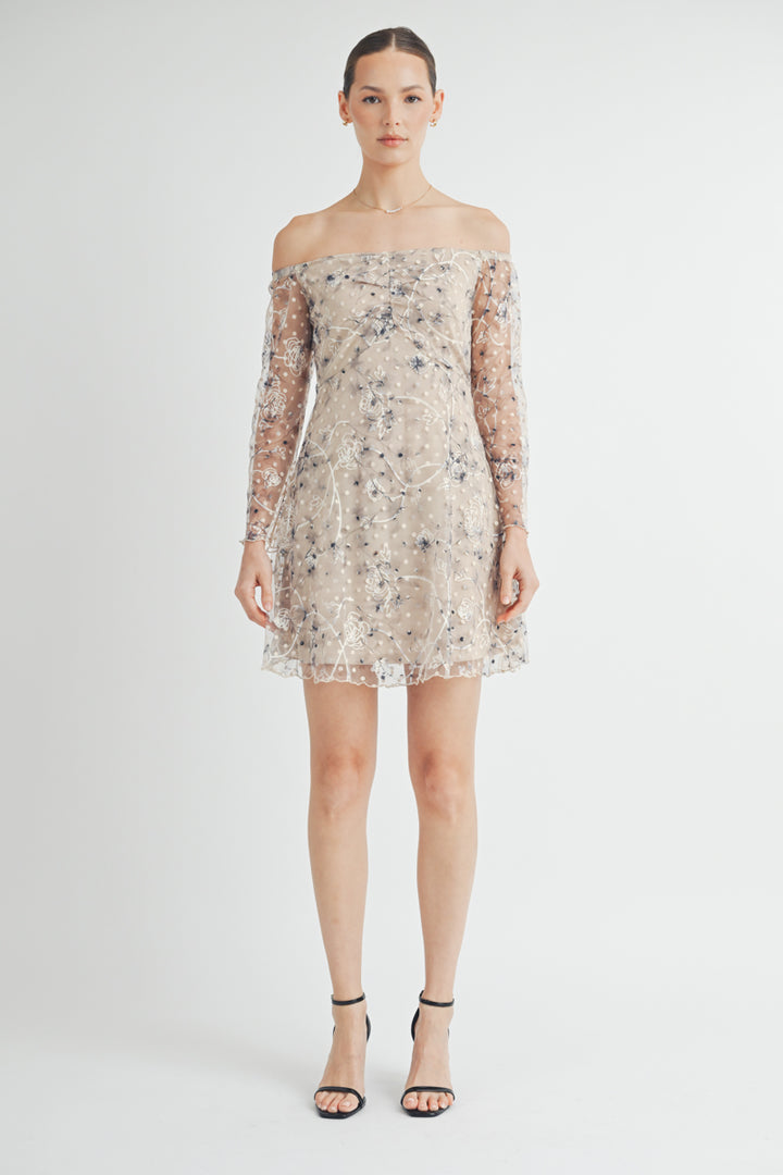 Semi-Sheer Lace Mini Dress I ABED7548 I SHIP 09/25/24