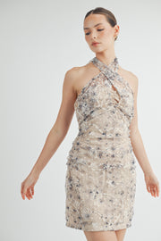 Mesh Halter Mini Dress I ABED7550 I INSTOCK