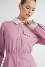 CONTRAST TRIM MINI DRESS I ABED7551 I SHIP 09/18/24